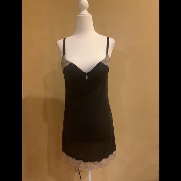 Victoria secrets négligée black with lace vintage style adjustable straps - Picture 1 of 6
